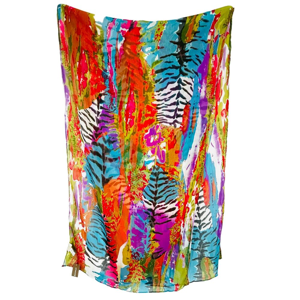 Chicos NEW Rectangle Scarf Colorful Geometric Animal Print Red Blue Orange Black